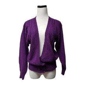 80s - 90s PHR Basics by Southern Classics purple knitted cardigan . size M